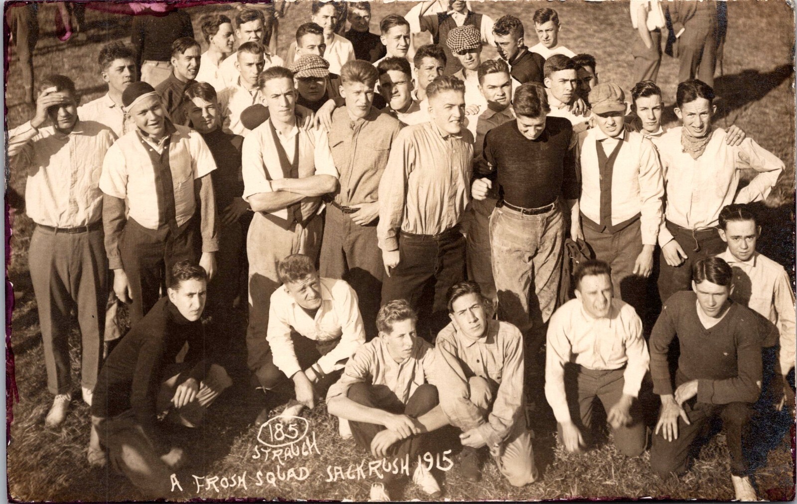 University of Illinois Sack Rush Frosh Squad 1915 Postcard