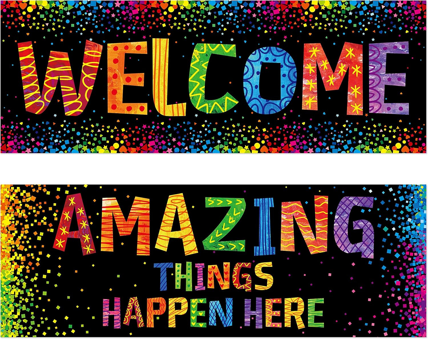 Classroom Banner Poster, 2 PCS Colorful Confetti Bulletin Board Decoration Motiv