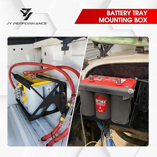 Metal Battery Tray Box, Universal Metal Steel Bolt-in Battery Mounting Black