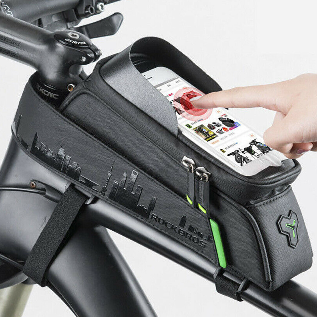 ROCKBROS Bike Front Frame Bag Top Tube Bag Waterproof Phone Holder Case 5.8/6.0"