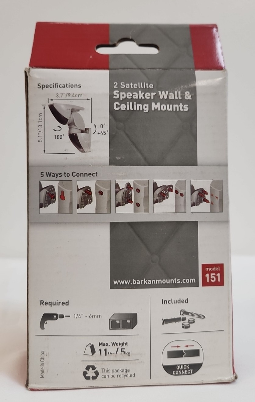 BARKAN Satellite Speaker Wall & Ceiling Mount 11 Lb Capacity