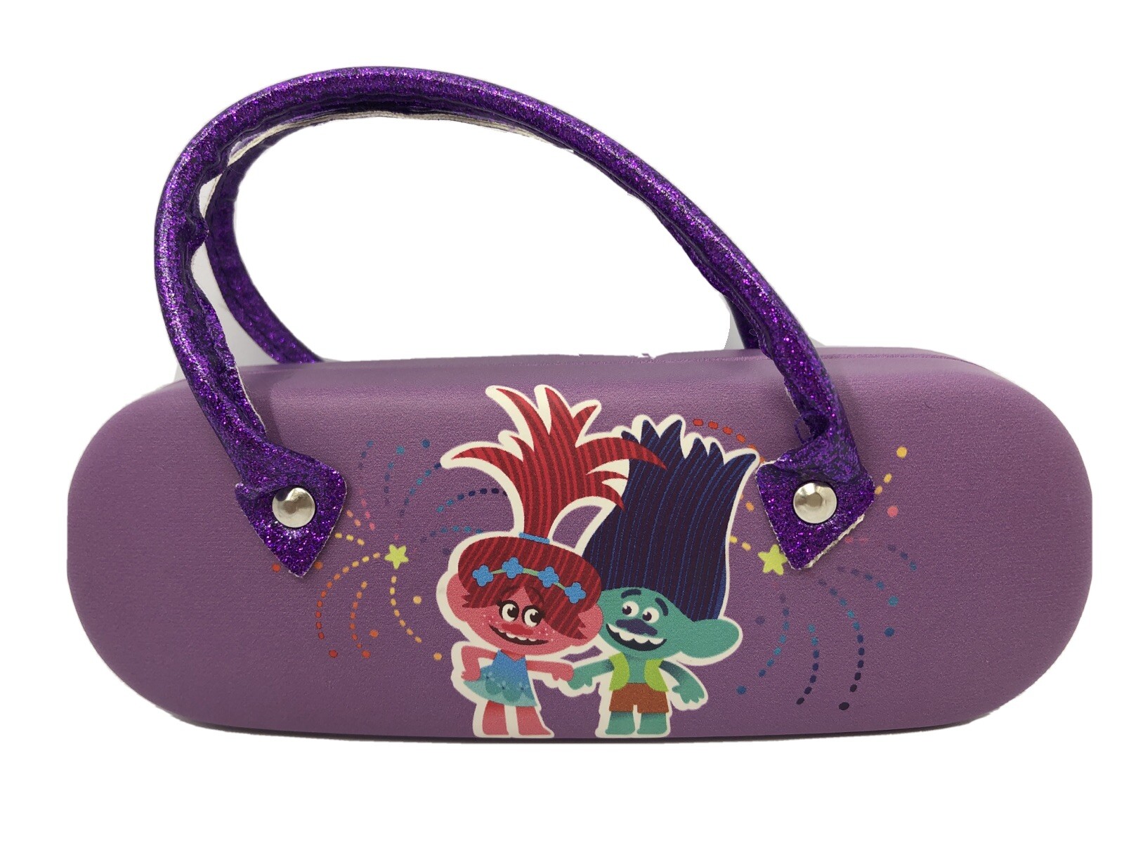 NEW DreamWorks  Pair of Trolls Hard Metal Clamshell Eyeglasses Case with Handle