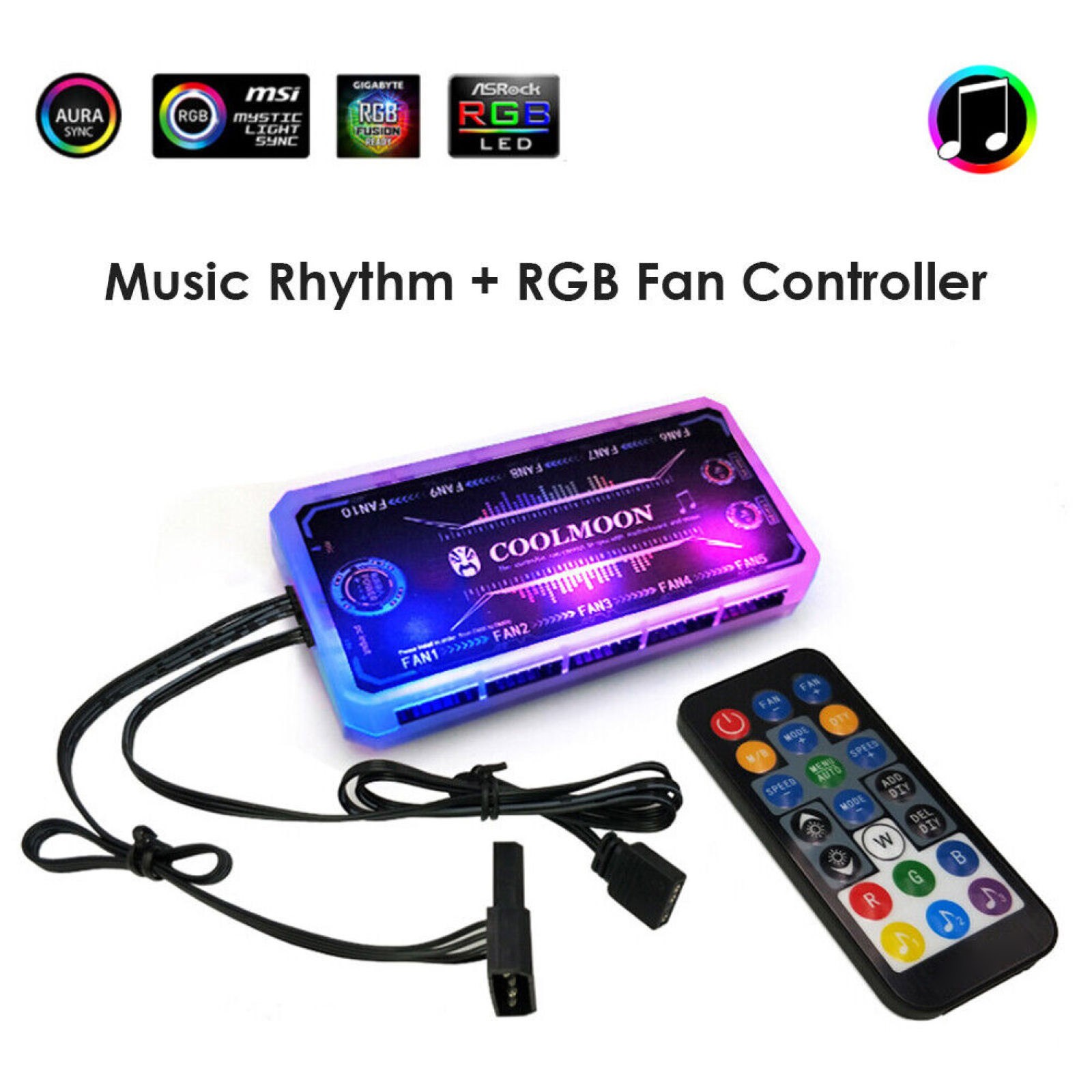 RGB Fan Controller 12cm Remote Control Computer Case PC Cooling Chassis