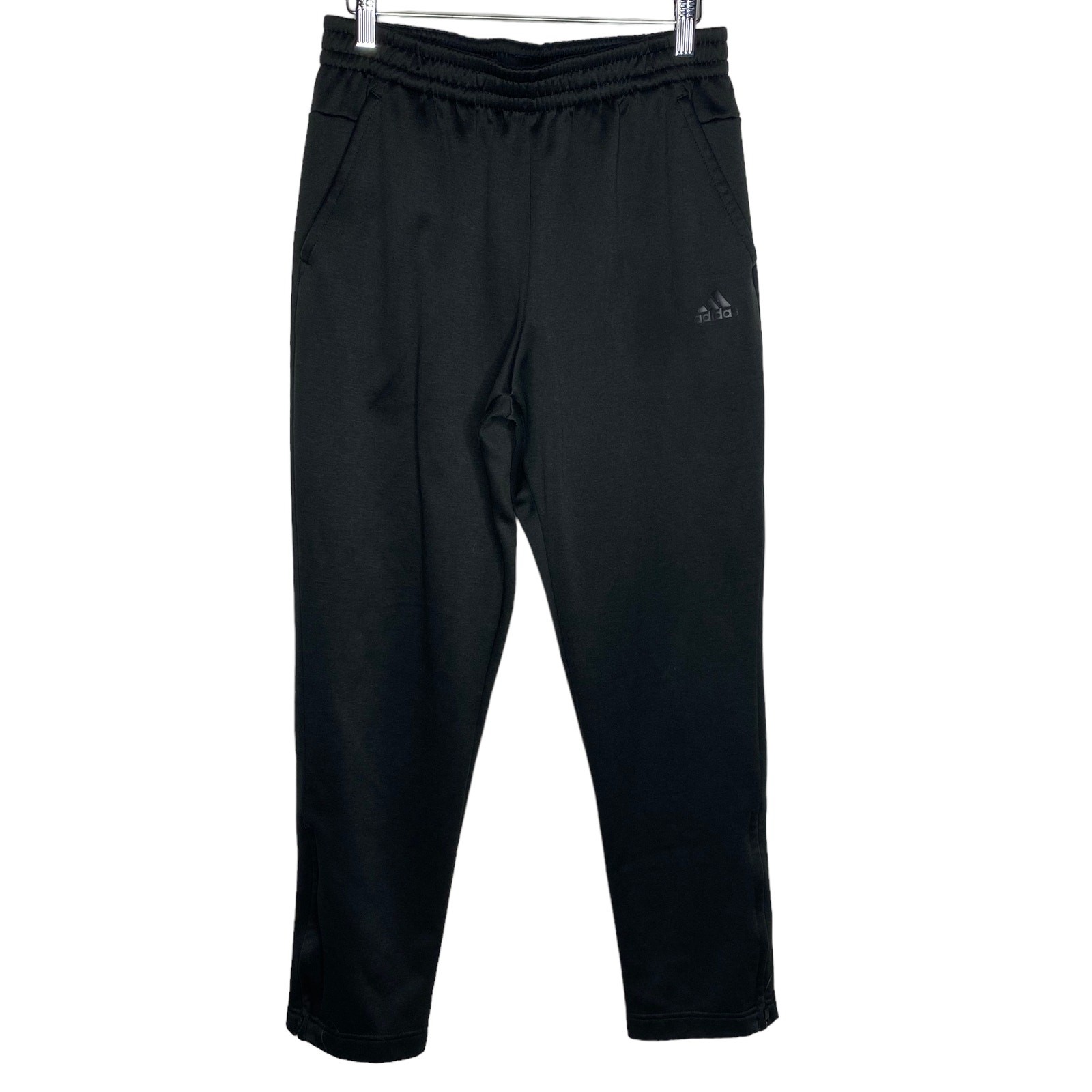 Adidas Mens Medium Black Team Issue Fleece Tapered Pants Athletic Zip Ankles