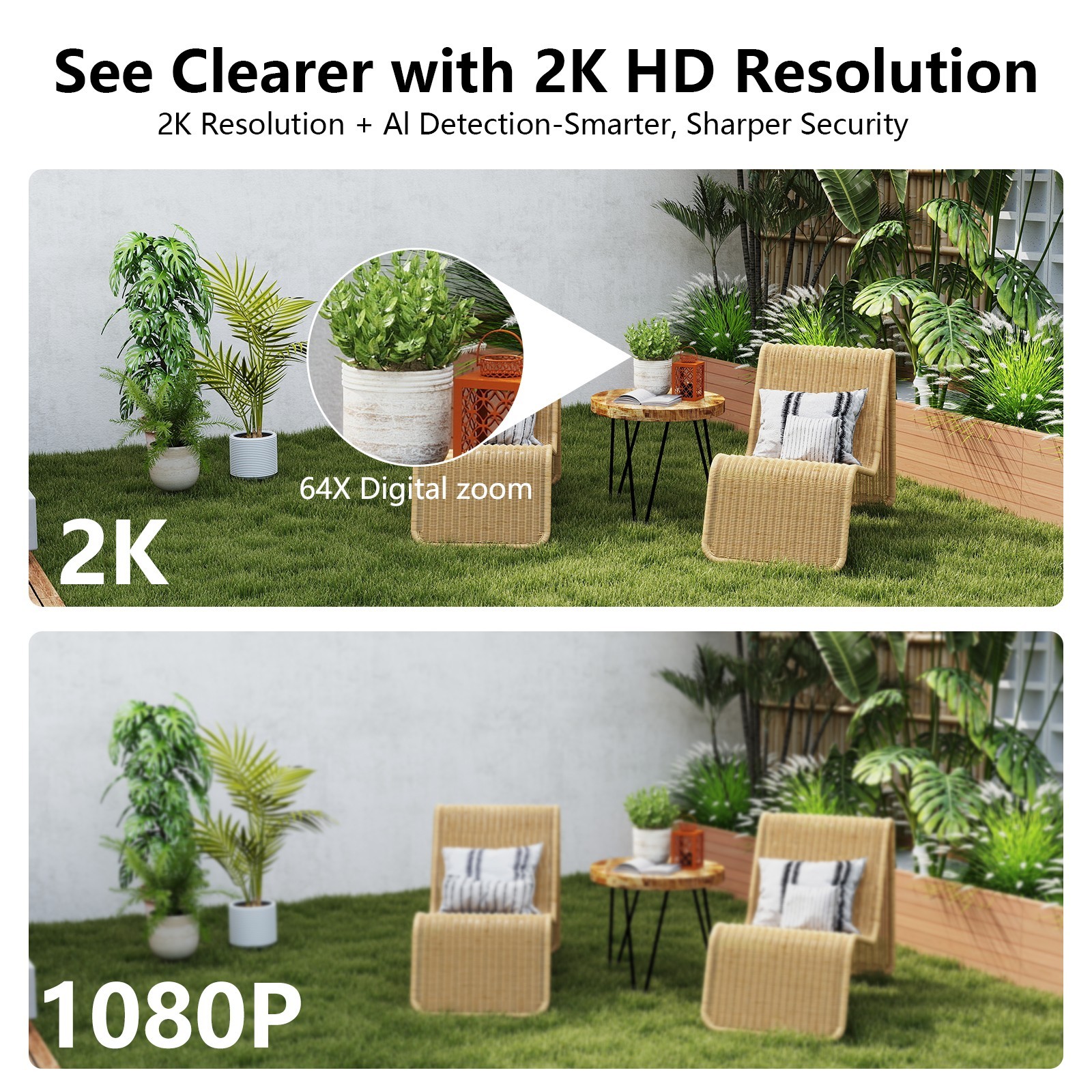 Wansview Solar Security Camera Wireless Outdoor Surveillance Ai Detection 2-pack