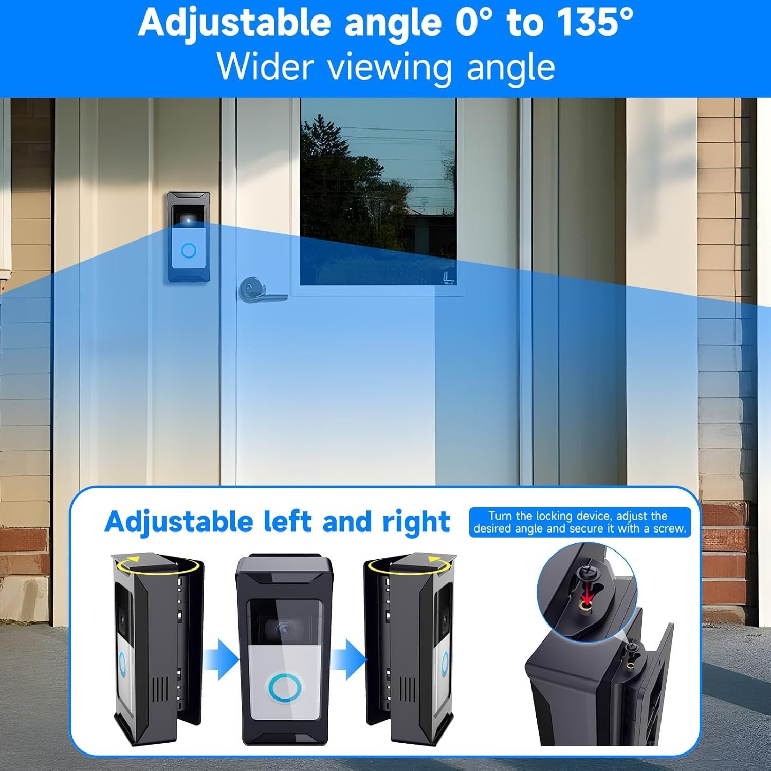 Anti-Theft Video Doorbell Mount Compatible with Ring/Blink Wireless Black
