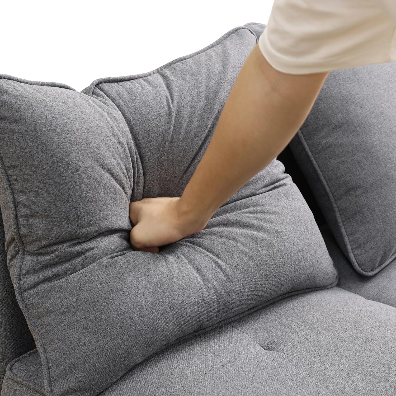 Sleeper Sofa 4-in-1 Convertible Ottoman Couch Bed Modern Sackcloth Futon Sofa