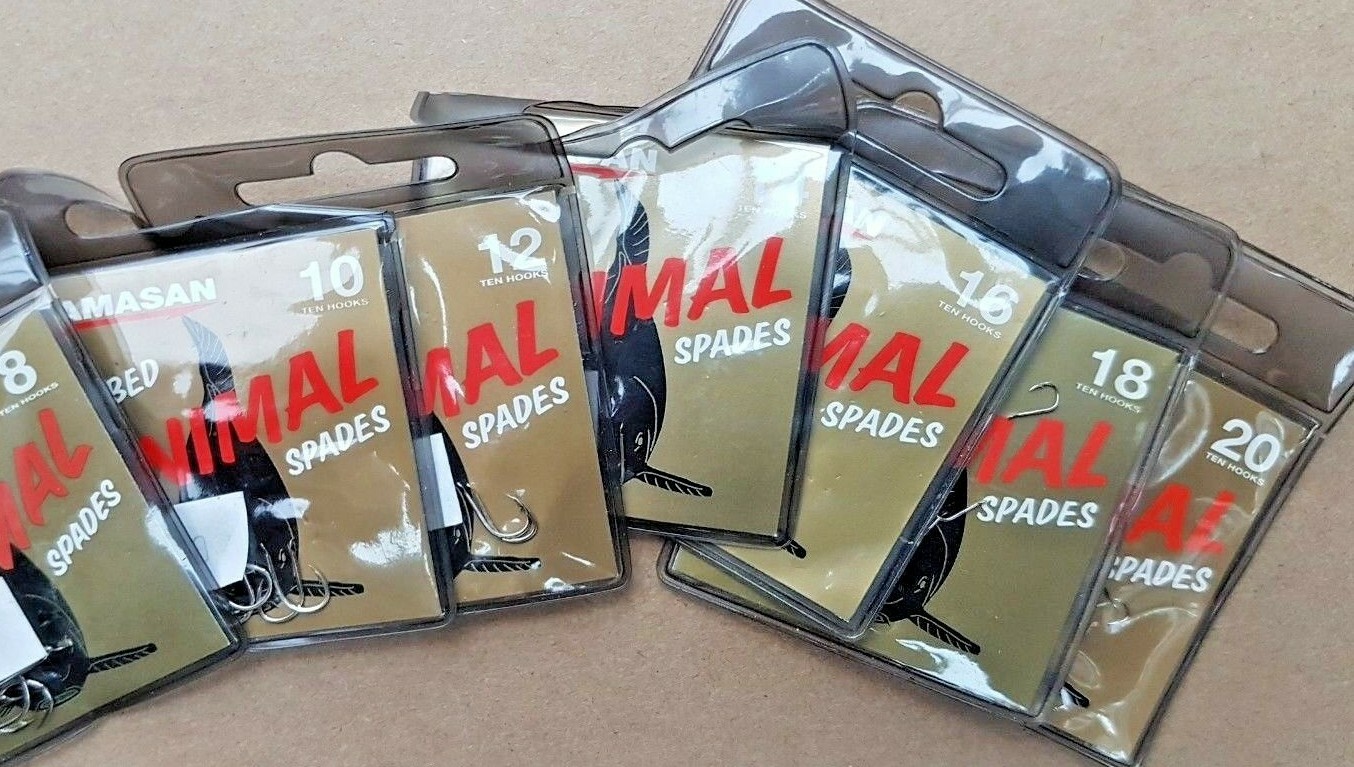 2 packs ANIMAL Barbed Spade Hooks Mixed Sizes 8 to 20 ALL SIZES L👀K Kamasan