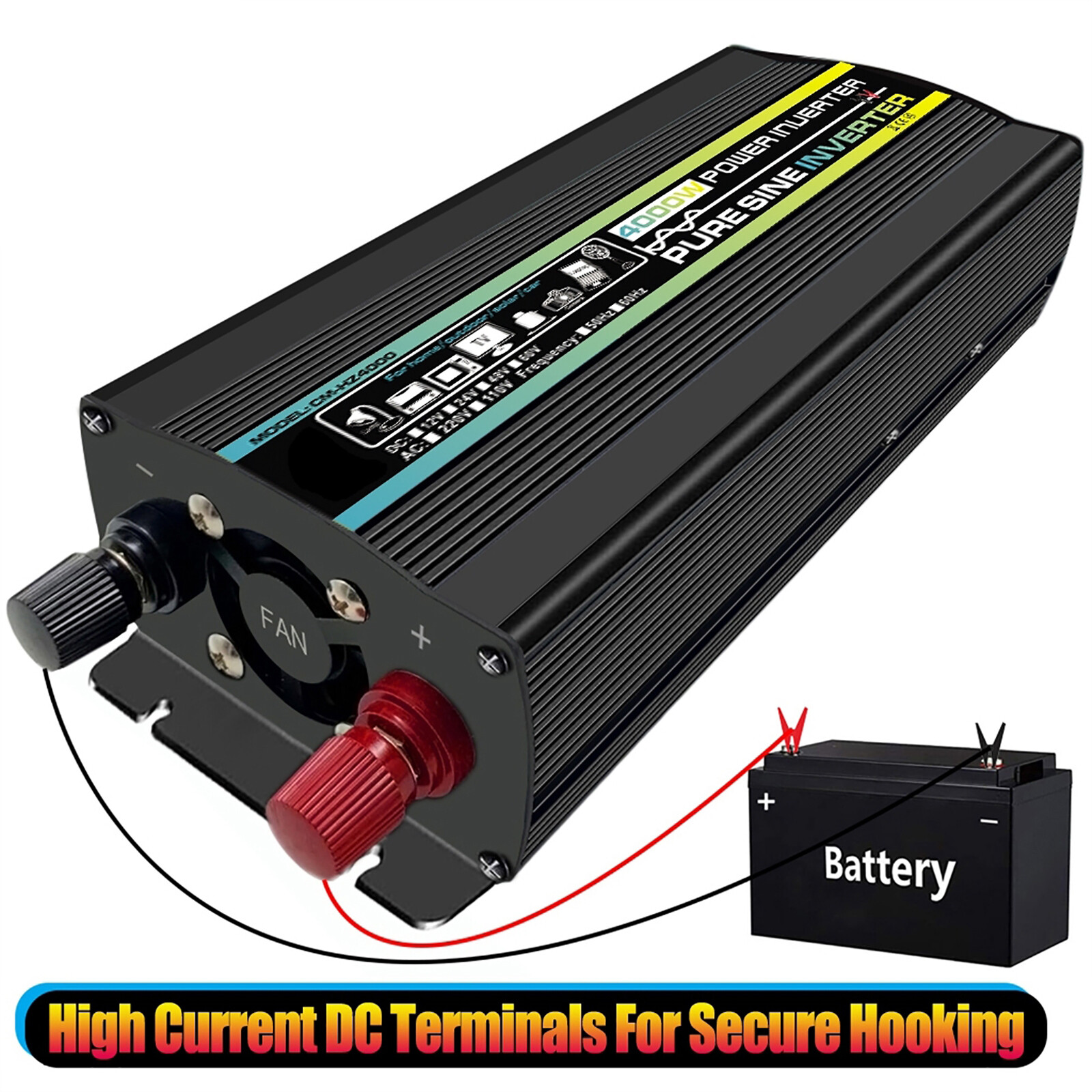 4000W Pure Sine Wave Power Inverter DC 48V to AC 220V Car Power Converter 50Hz