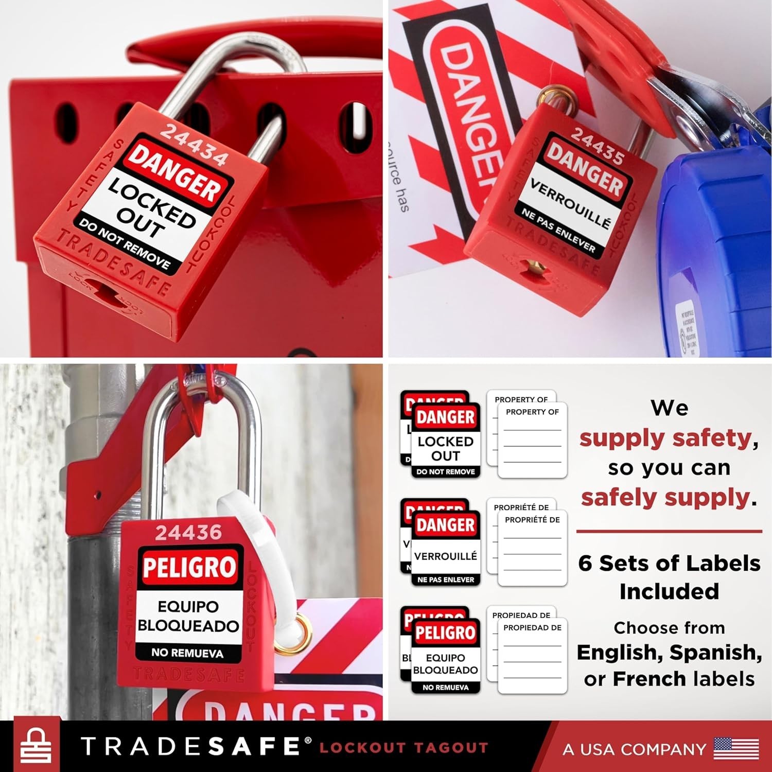 Lockout Tagout Locks Set - 10 Red Loto Locks, Lockout Locks Keyed Different, ...