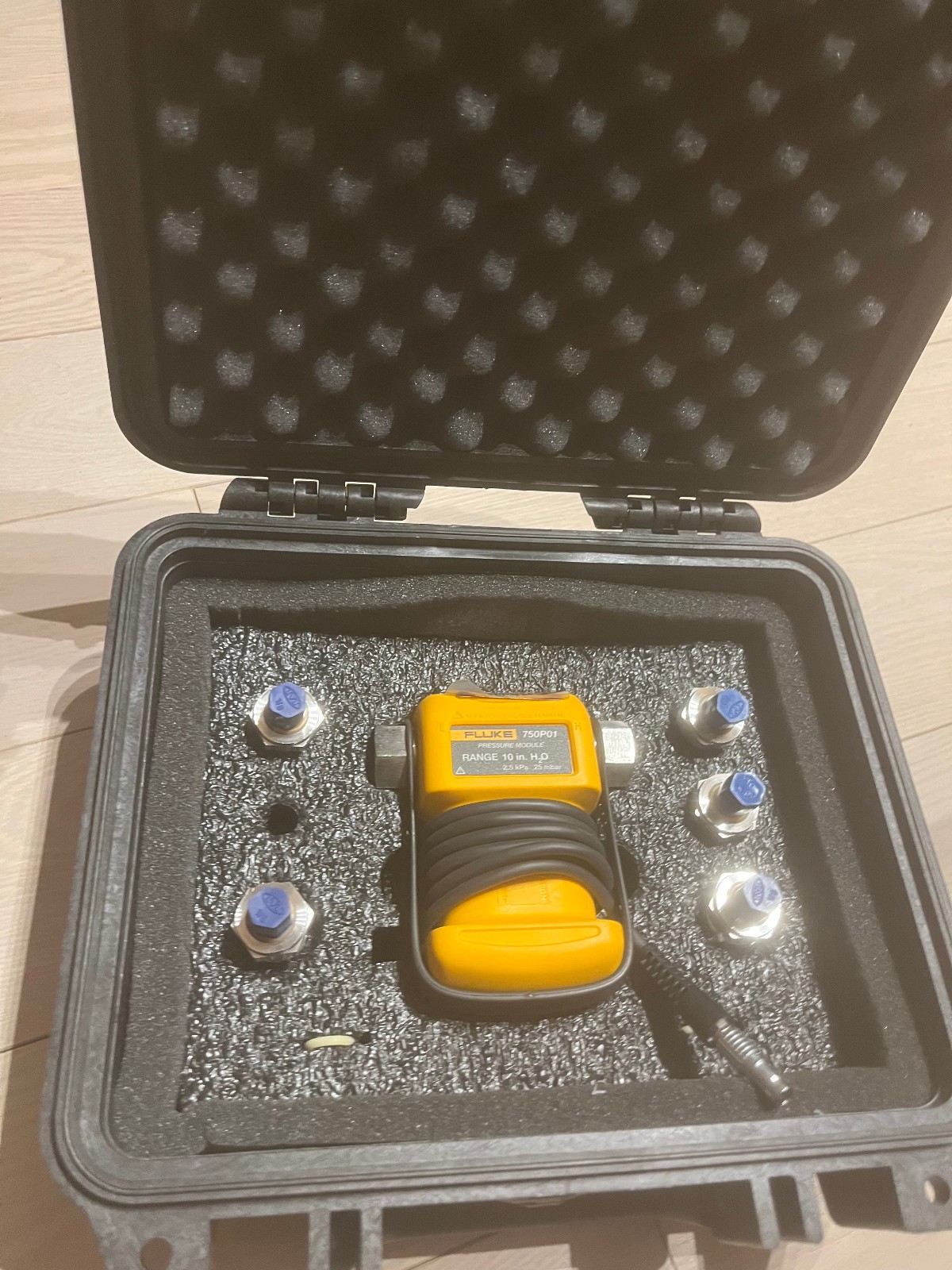 Fluke 750P01 Pressure Module 750 P01  2.5KPa 25mbar 10 In In Pelican 1200 case