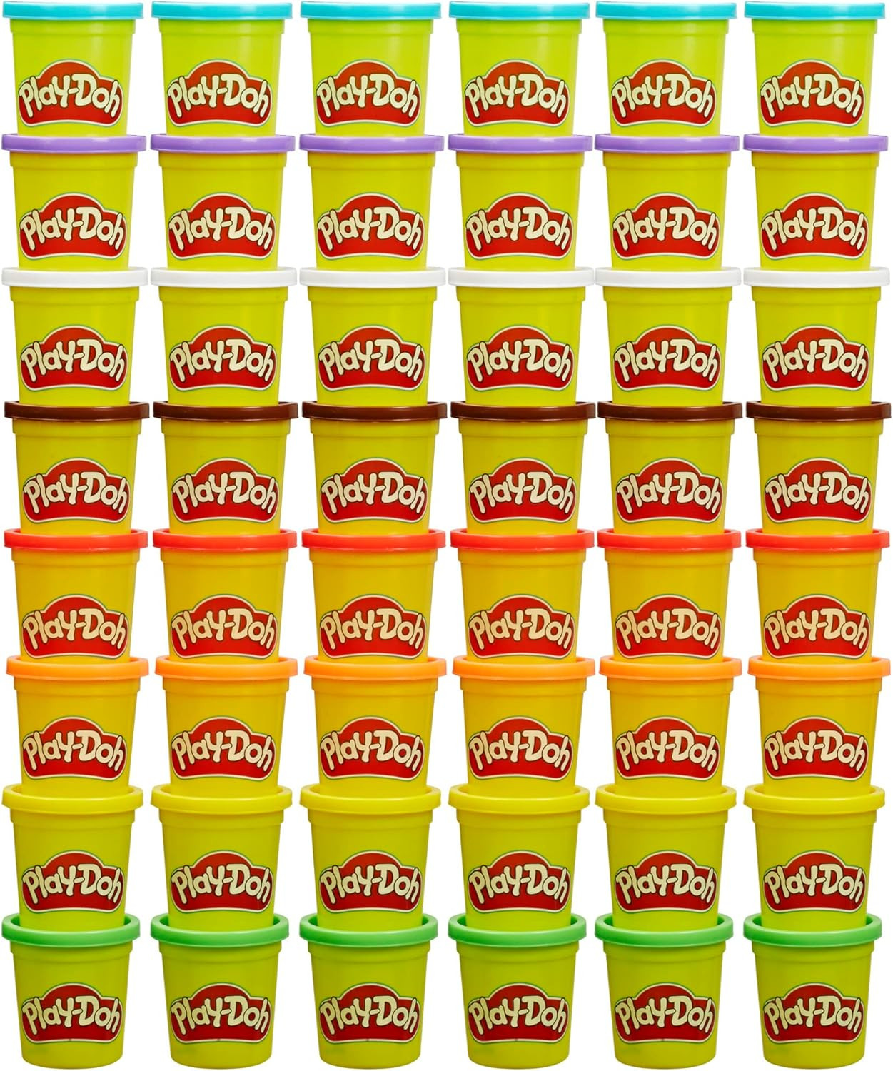 Play-Doh Bulk Pack of 48 Cans, 6 Sets of 8 Modeling Compound Colors, 3Oz, Back t