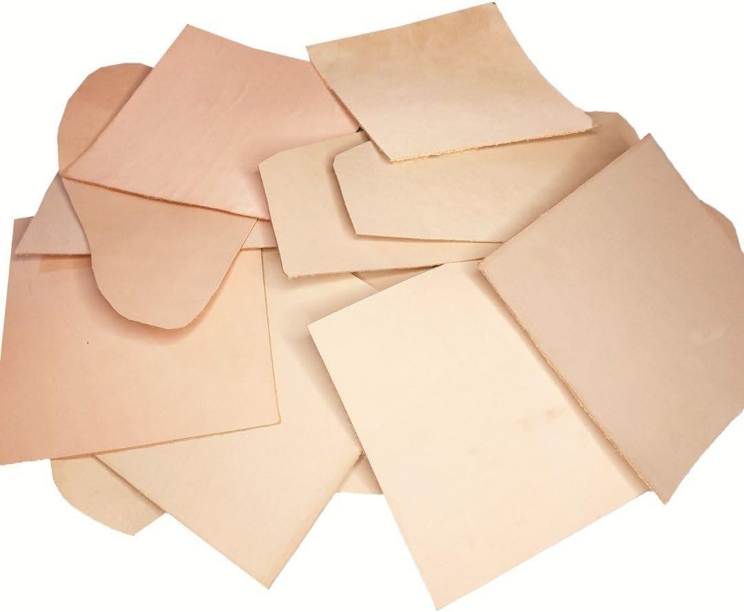 Natural Tone Vegetable Tanned Cowhide Leather Scraps, 0.5 Lb Bag, for Jewelry Ma
