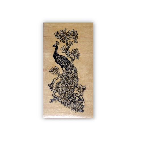 Peacock sm. Mounted rubber stamp, bird, fantasy, bridal shower, wedding  #20