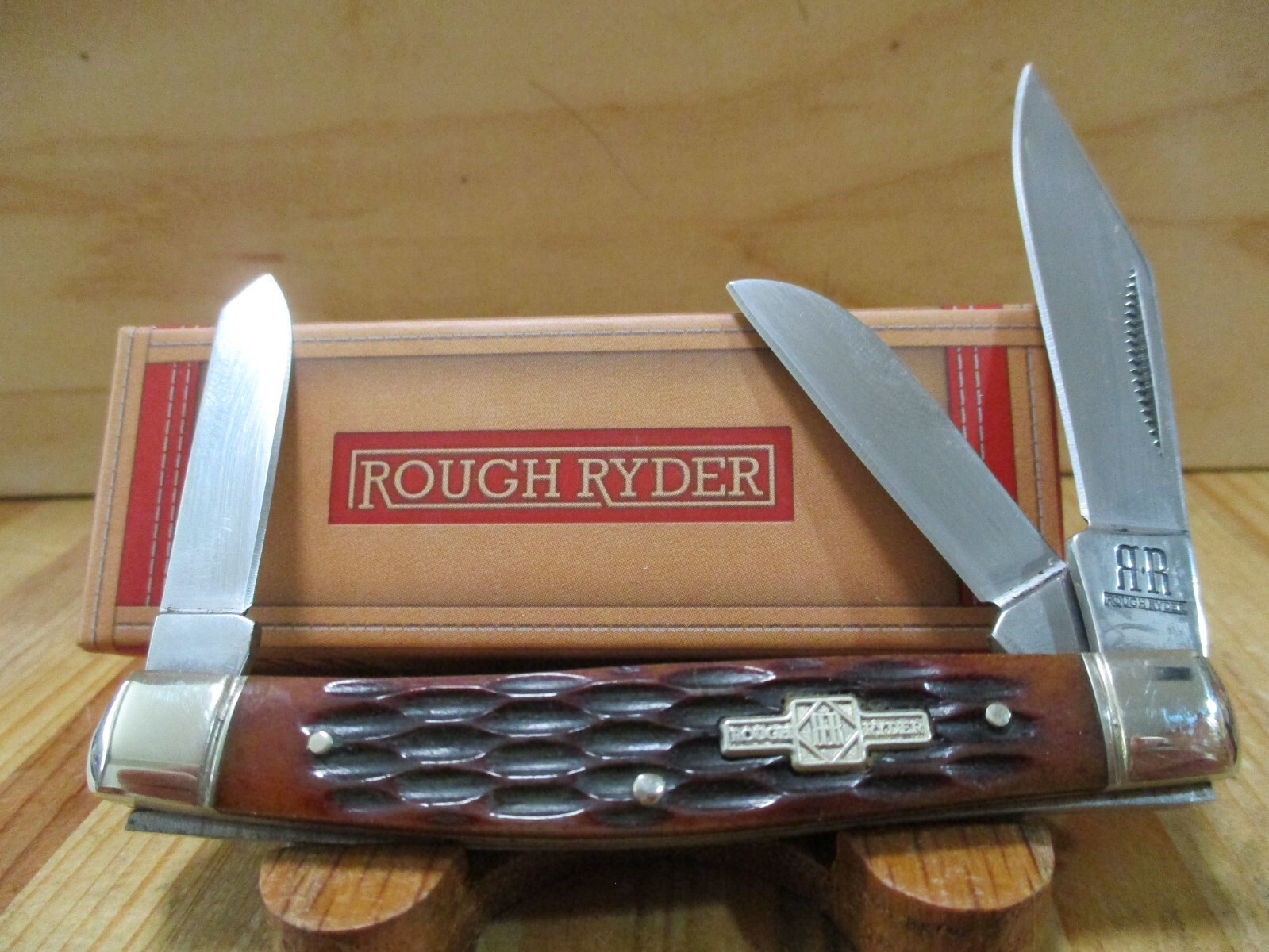 New Rough Ryder Bone Stockman Folding Pocketknife - RR195