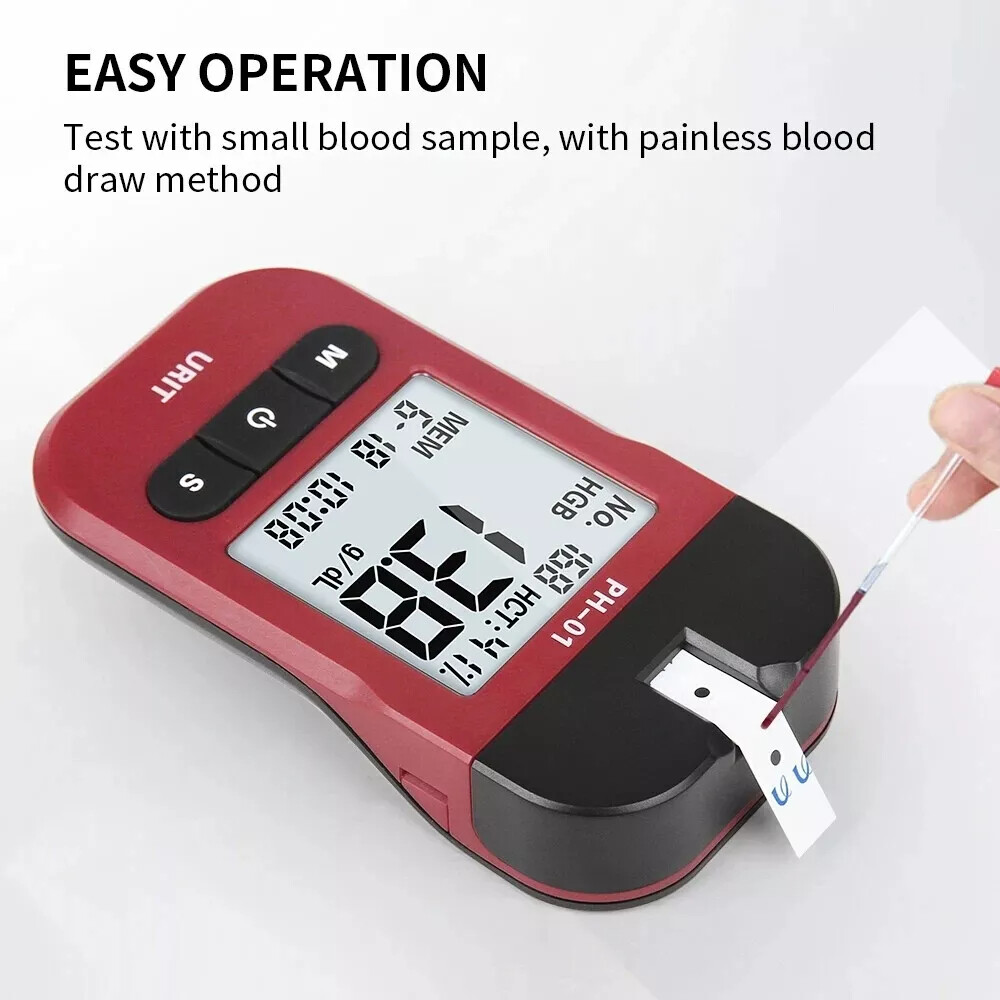 Anemia Hemoglobin Tester - URIT Meter with 50 Test Strips for Home Check