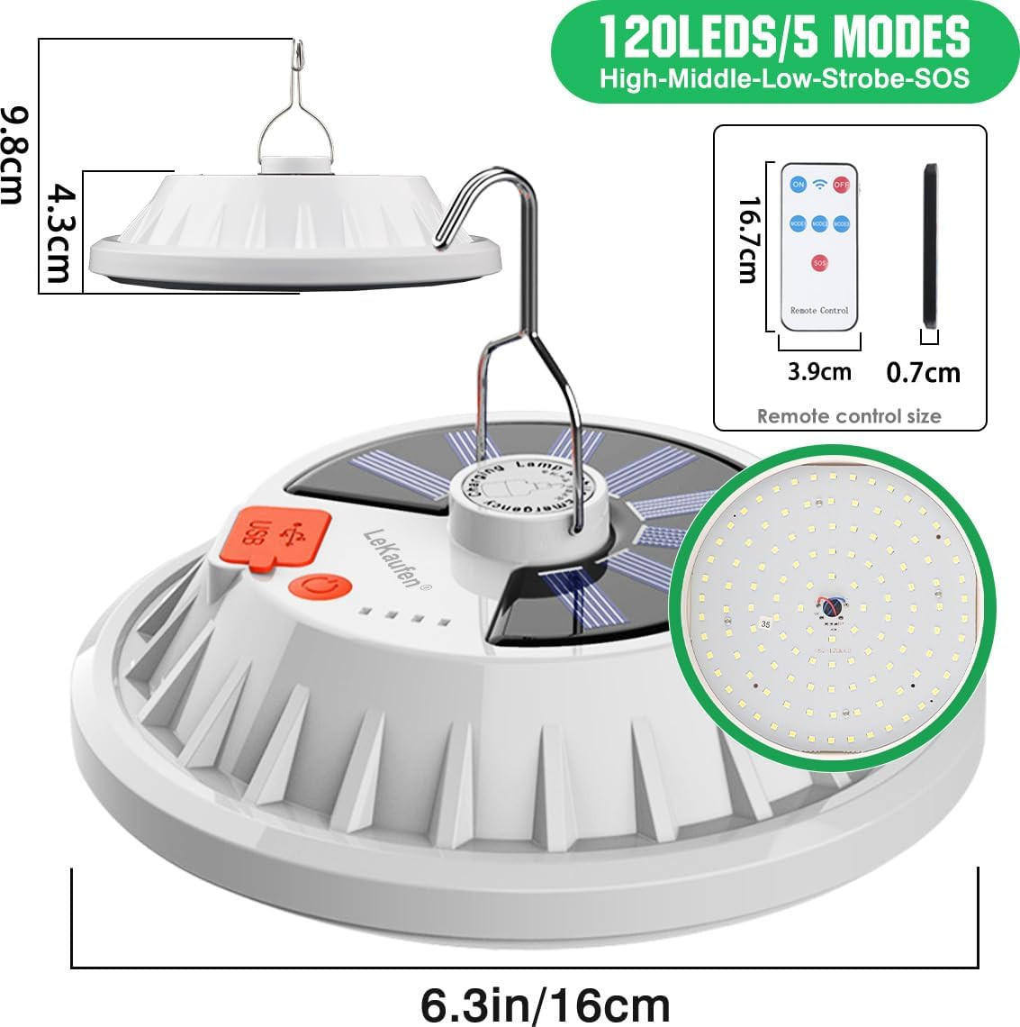 Solar Hanging Light Camping Outdoor Light Lamp Lantern Rechargeable With Remote