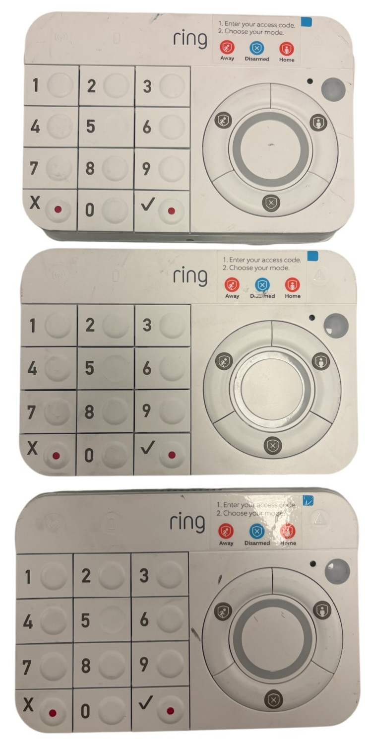 LOT OF 3~Ring Alarm Home 1st Gen Keypad White 4AK1S70EN0 w/ wall mount