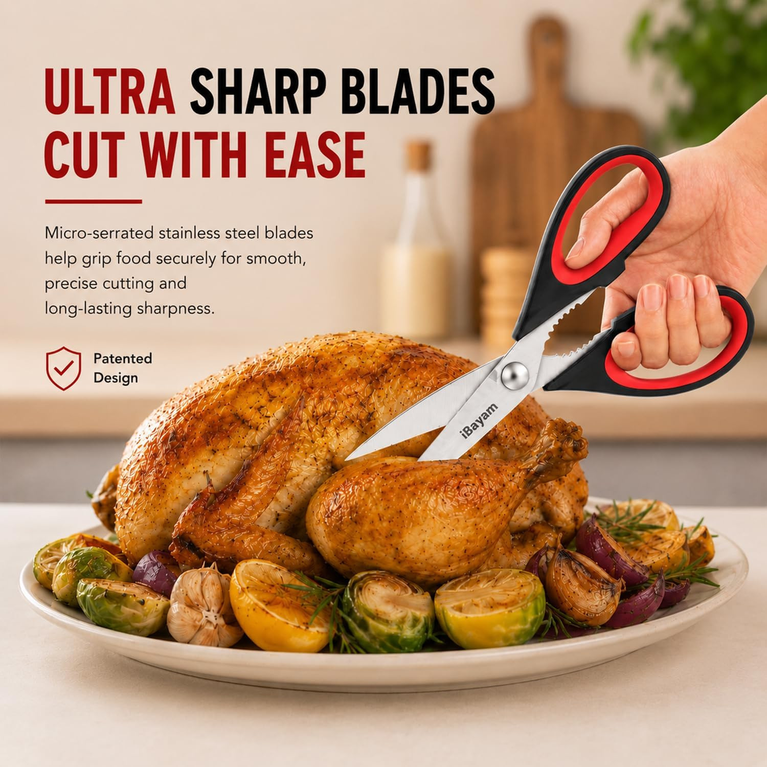 Kitchen Scissors All Purpose Heavy Duty 2 Pack with Protective Sheath, Stainless