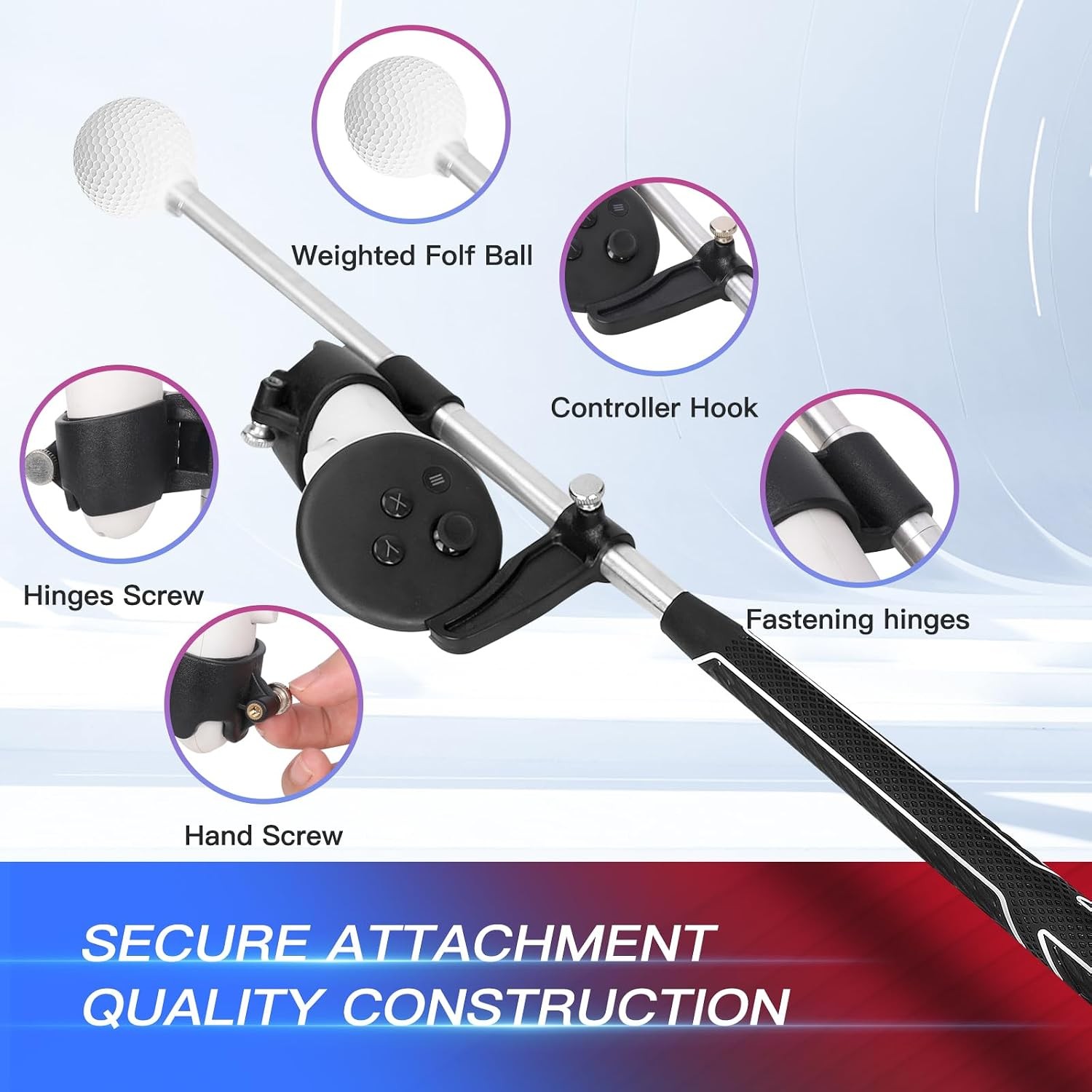 VR Weighted Golf Club Compatiable for Meta Quest 3/Quest 3S Controller Attachmen