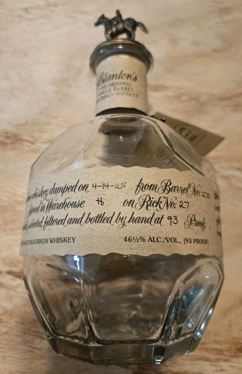 Blanton's Bottle Empty Unrinsed With Jockey Stopper Top "B"