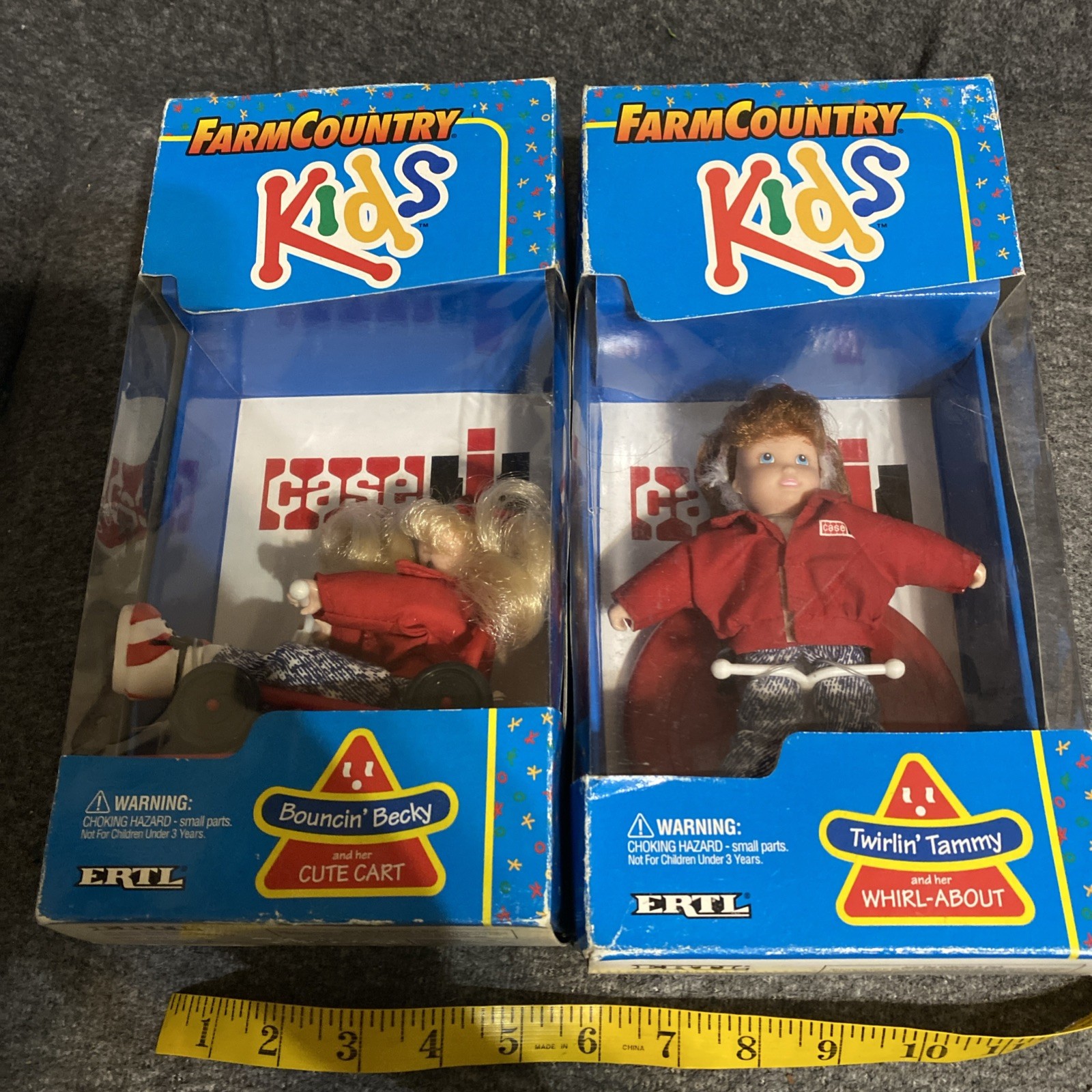 2 Farm Country Kids ERTL Bouncing’ Becky & Twirlin’ Tammy Case IH Tractor 1994