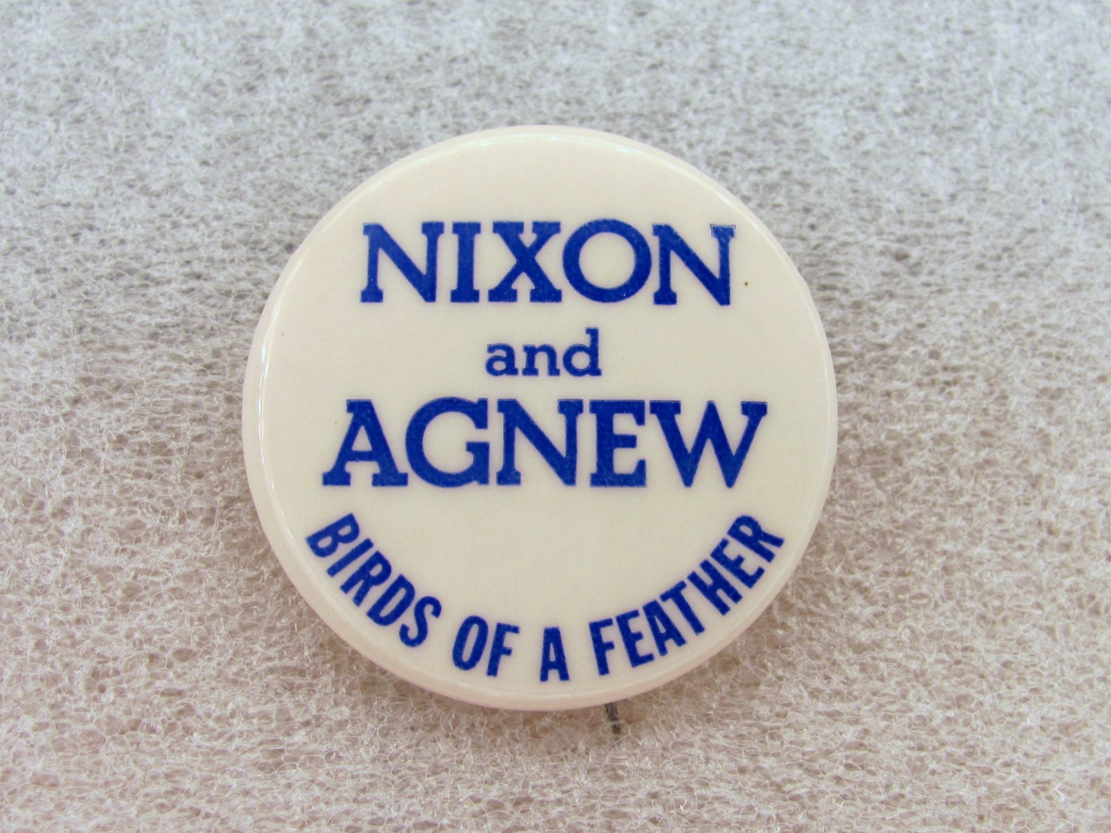 1973 Anti President Nixon 1 1/2" Pinback Button Nixon & Agnew Birds of a Feather
