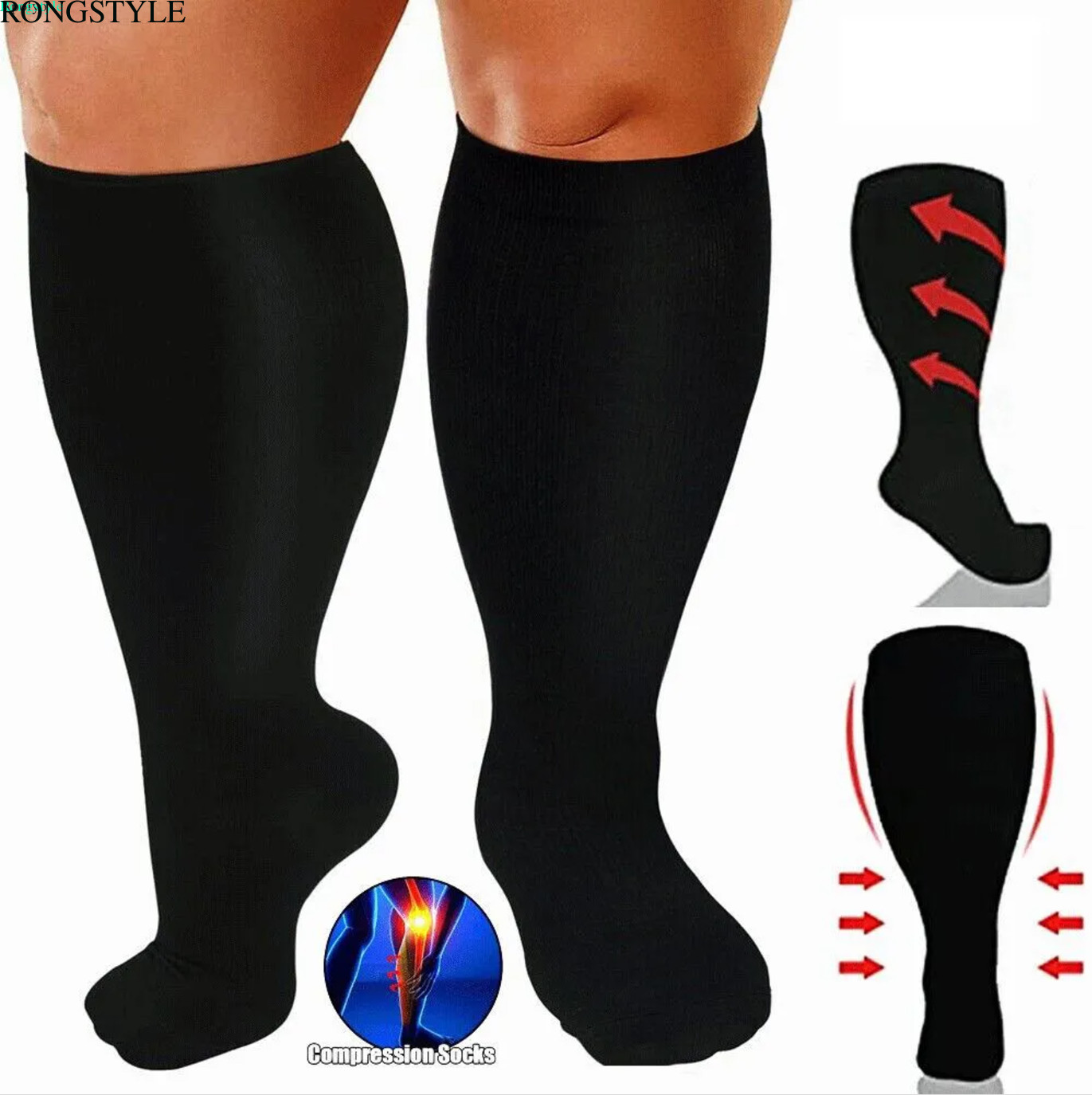 2XL 3XL 4XL 5XL 6XL 7X Wide Calf Plus Size Compression Socks Women Men 20-30mmHg
