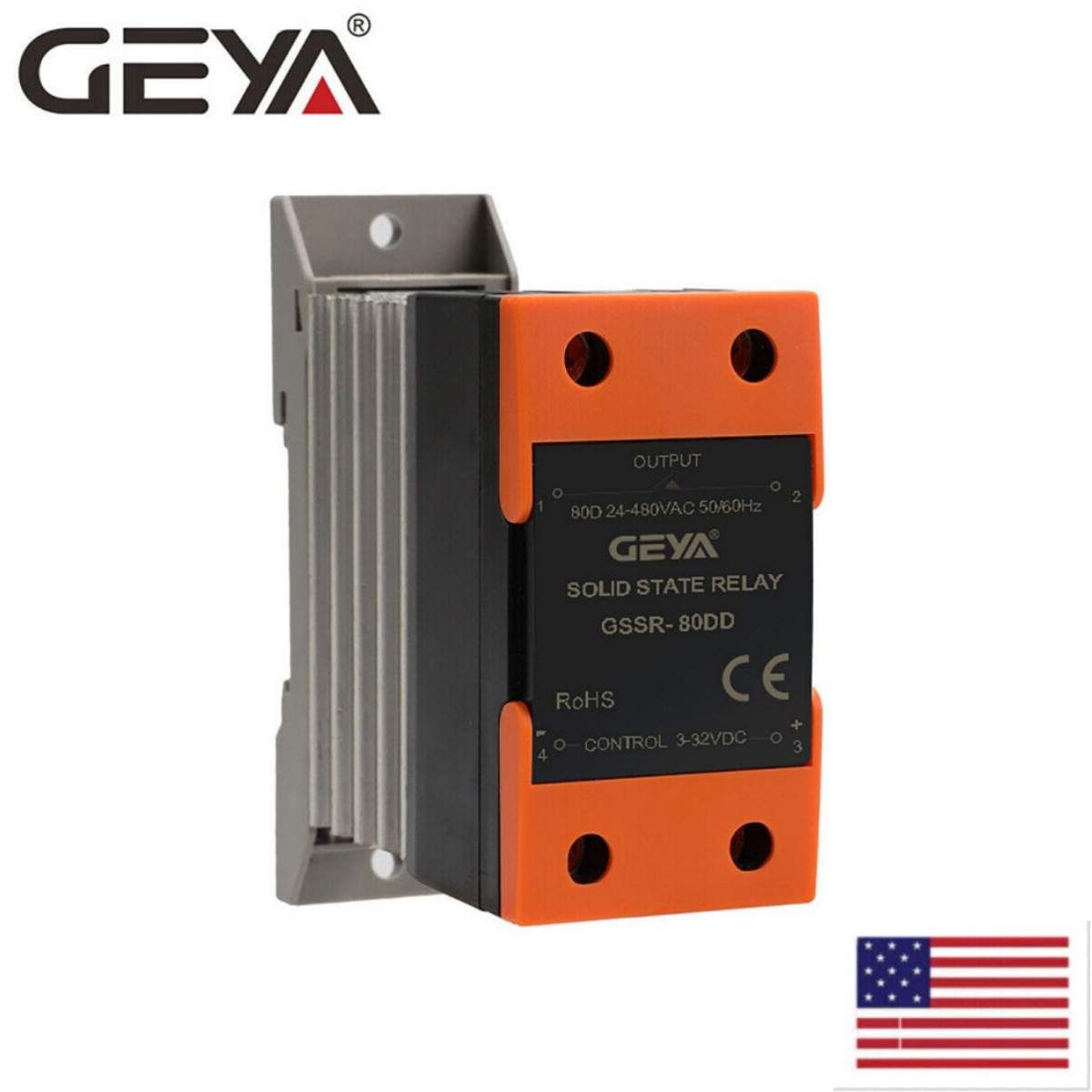 GEYA Single Phase Solid State Relay SSR-10/25/40DD 3-32DC to 5-220DC &Heat Sink
