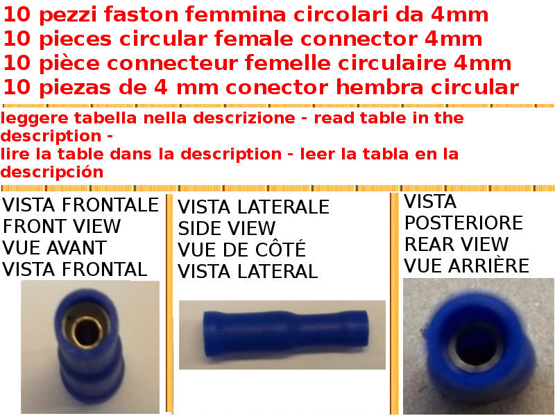 10 Pack Round Female Faston With 4Mm