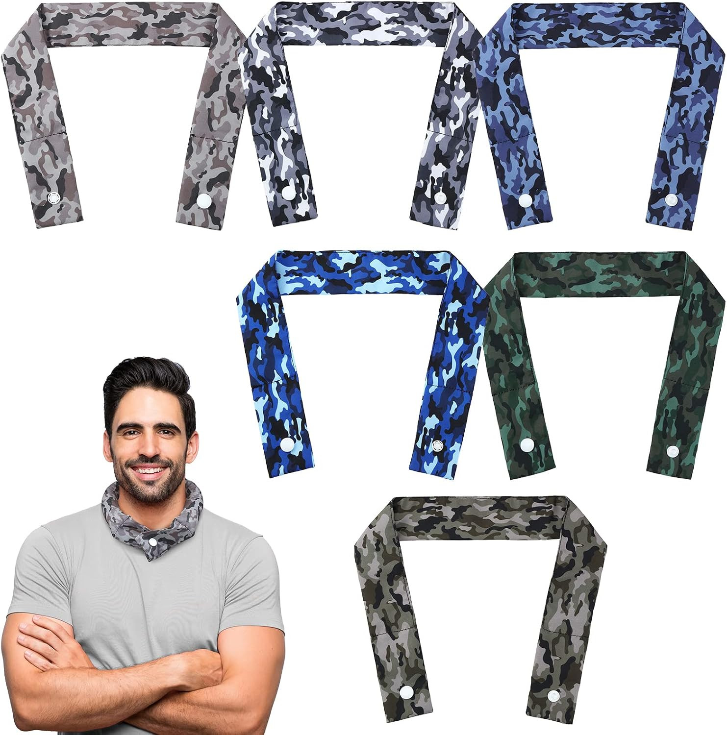 6 Pieces Cooling Neck Wraps Cooling Bandana Neck Cooler Ice Cooler Scarf