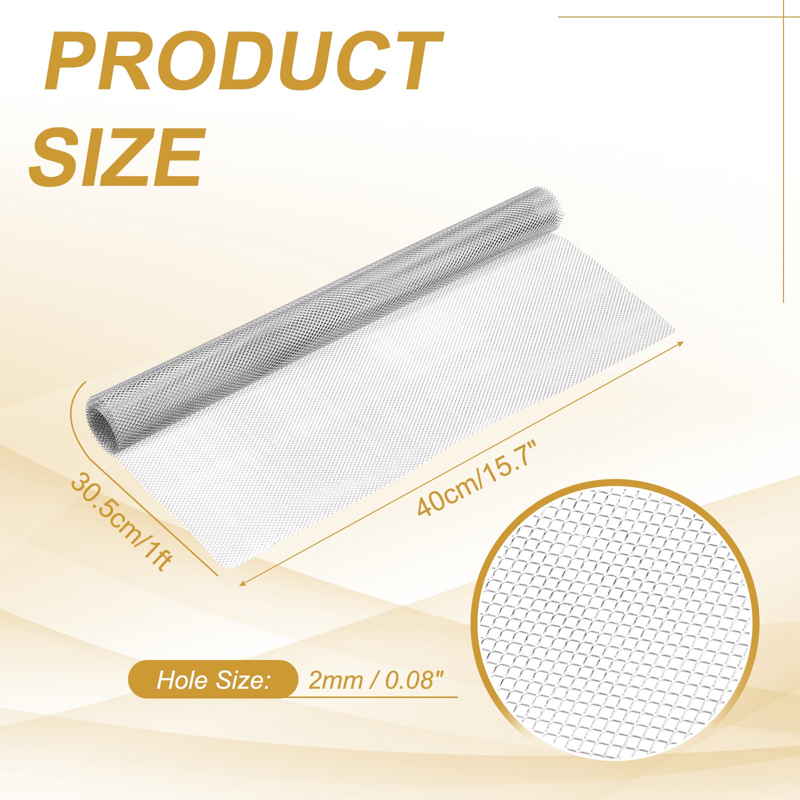 Aluminum Wire Mesh, 15.7" x 1ft Craft Wire Mesh, Silver