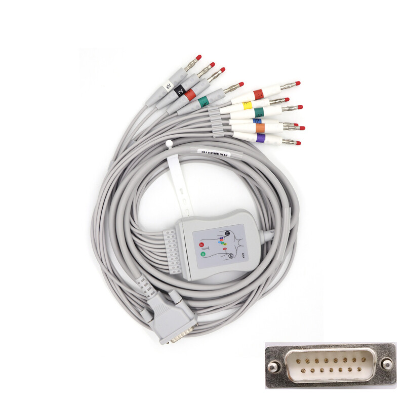ECG Holter Cable 10-lead EKG Banana wire for Schiller AT-102, CS-200 Monitor