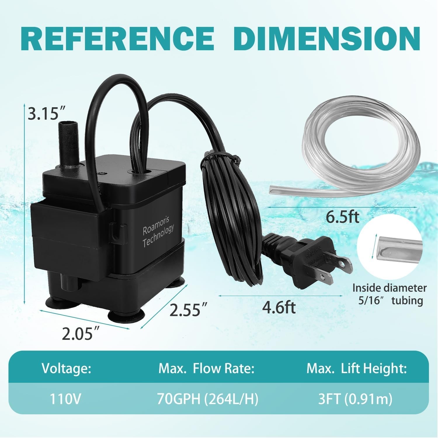 Compact & Quiet 110V Automatic Submersible Pump with Level Sensor - 3ft Lift