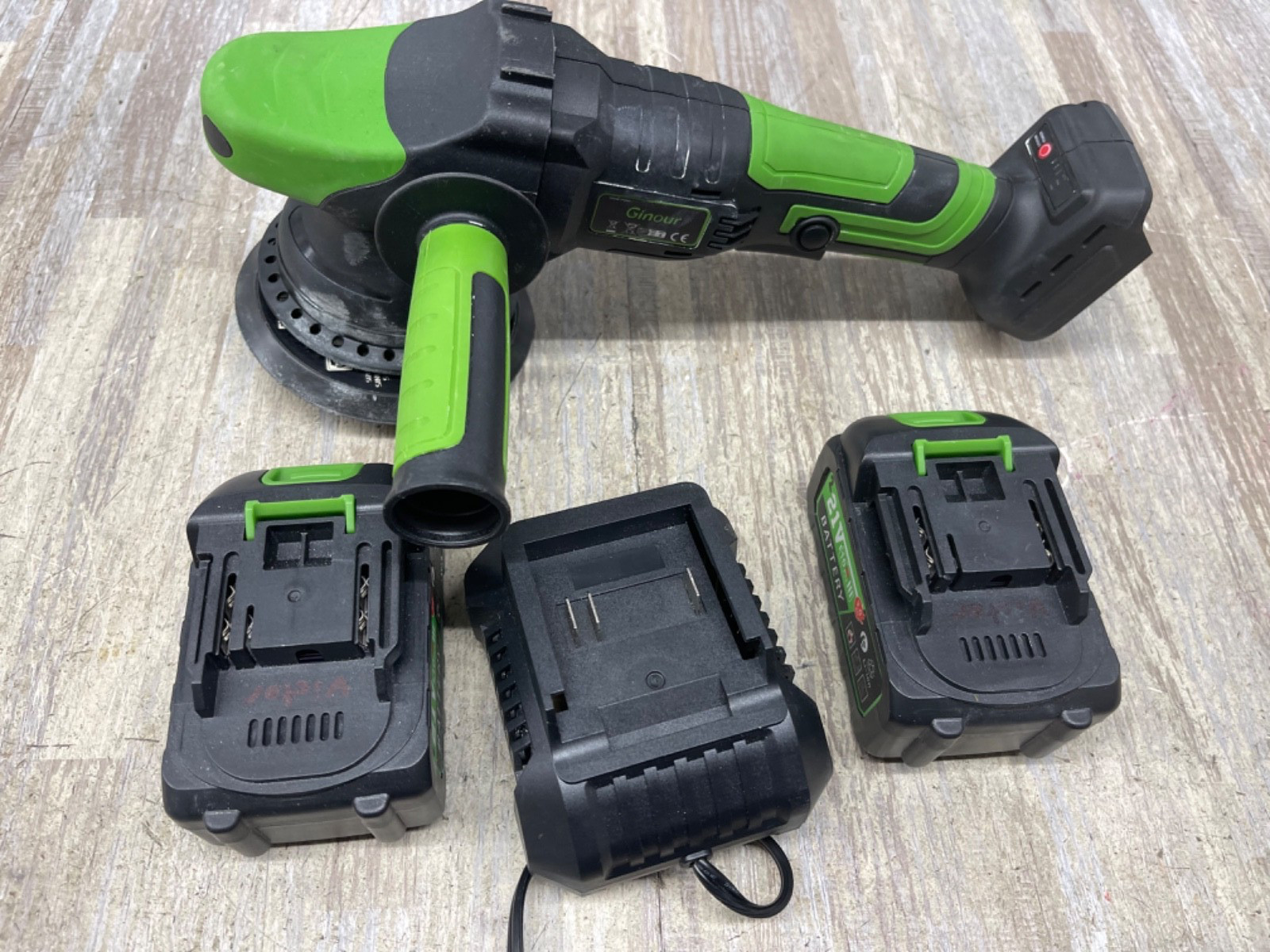 Ginour Cordless Car Polisher, 900W Brushless Dual Action, 21V 3.0Ah Batteries