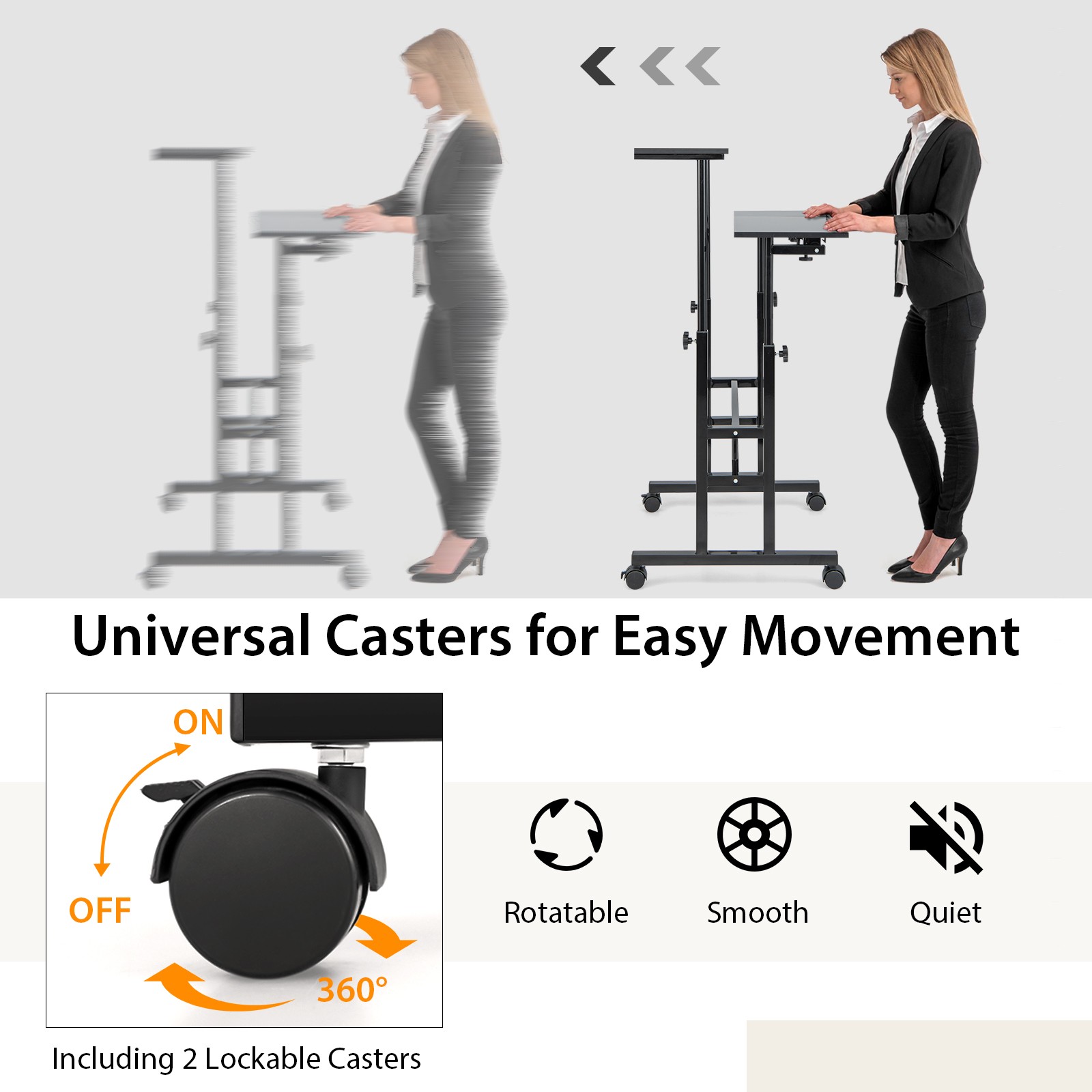 Costwy Adjustable Computer Desk Tilting Workstation Mobile Stand up Desk Black