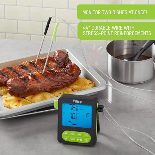 TruTemp Dual Probe Wired Programmable Meat and Food Thermometer, Digital Green