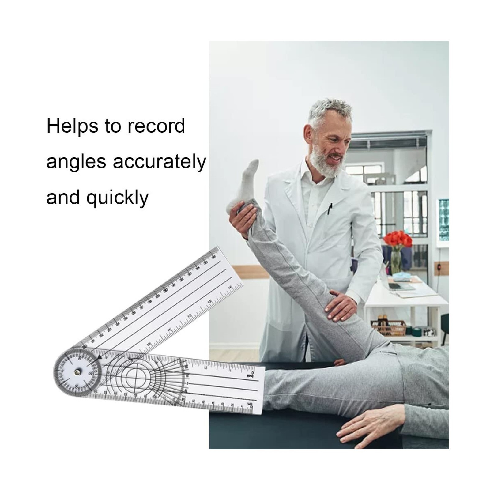 Clear Plastic Goniometer 360 Degree Angle Finder 7" Folding Ruler