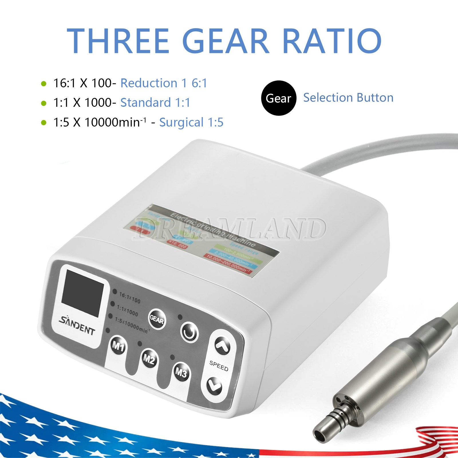 Dental LED Brushless Electric Micro Motor /1:1/1:5 Contra Angle Handpiece USA