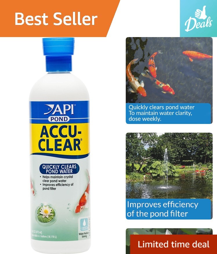 Rapid Crystal Clear Pond Water Clarifier - 16-Ounce Quick Action Formula