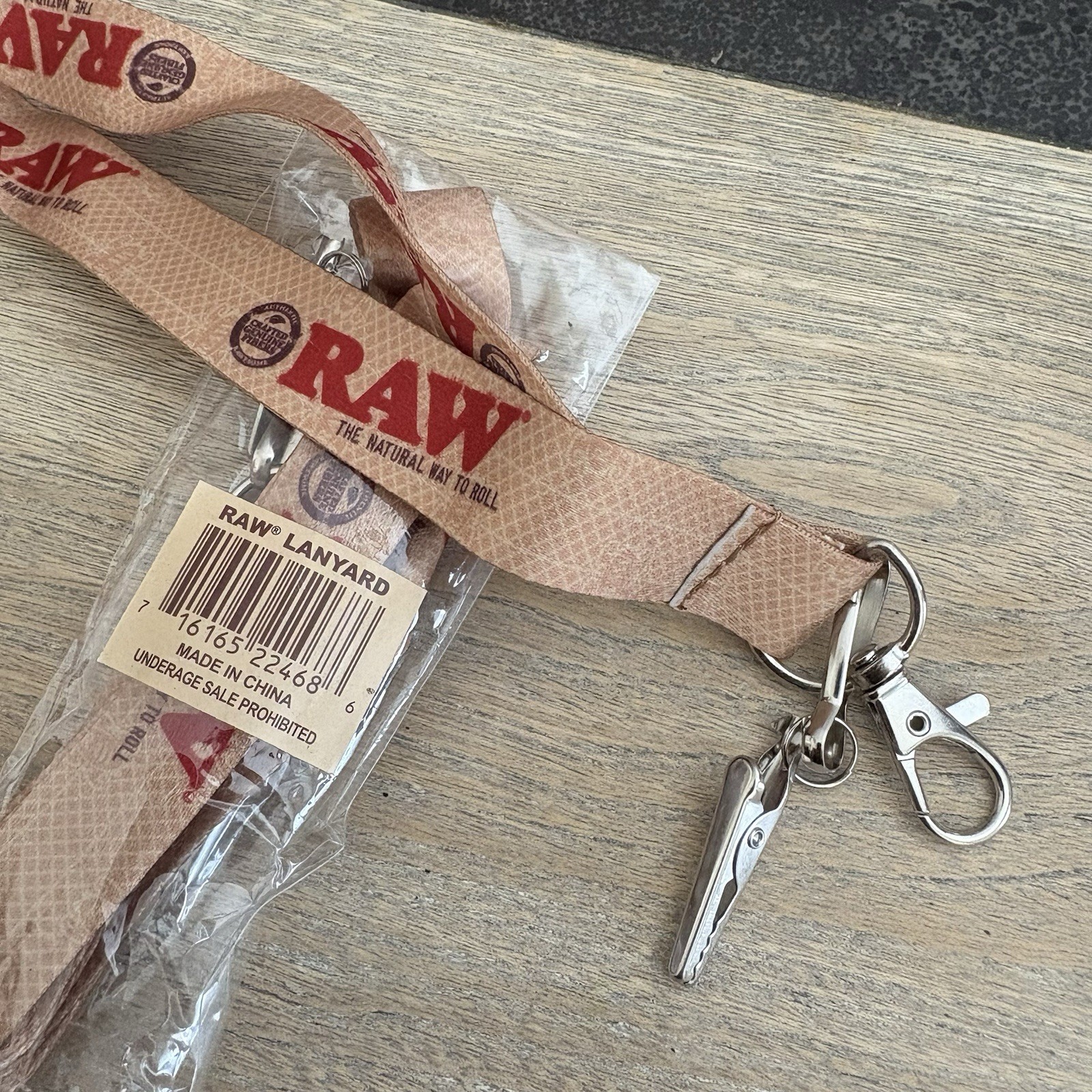 NEW (TWO) 2- Tan RAW Rolling papers brand LANYARD KEYCHAINS - "RAWSOME!"