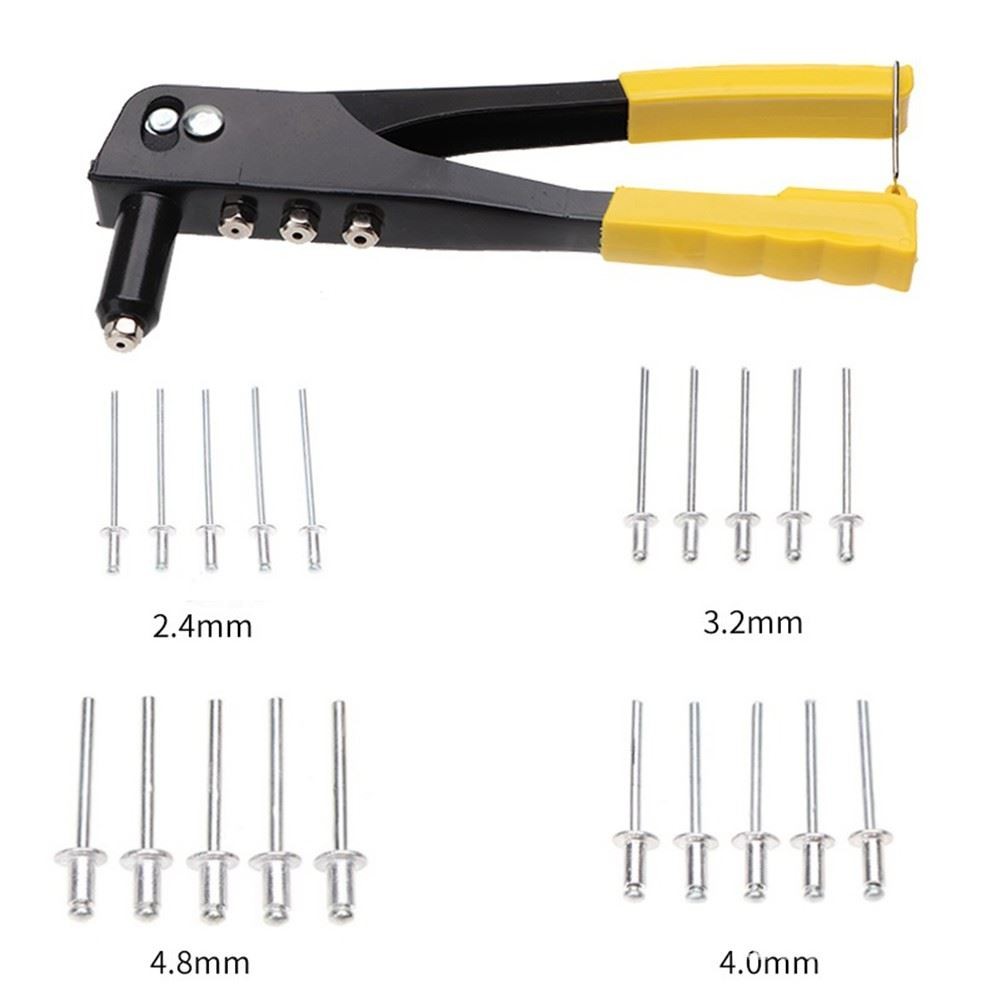 200Pcs Heavy Duty Riveter Set Aluminum Blind Rivets Assortment Kit Hand