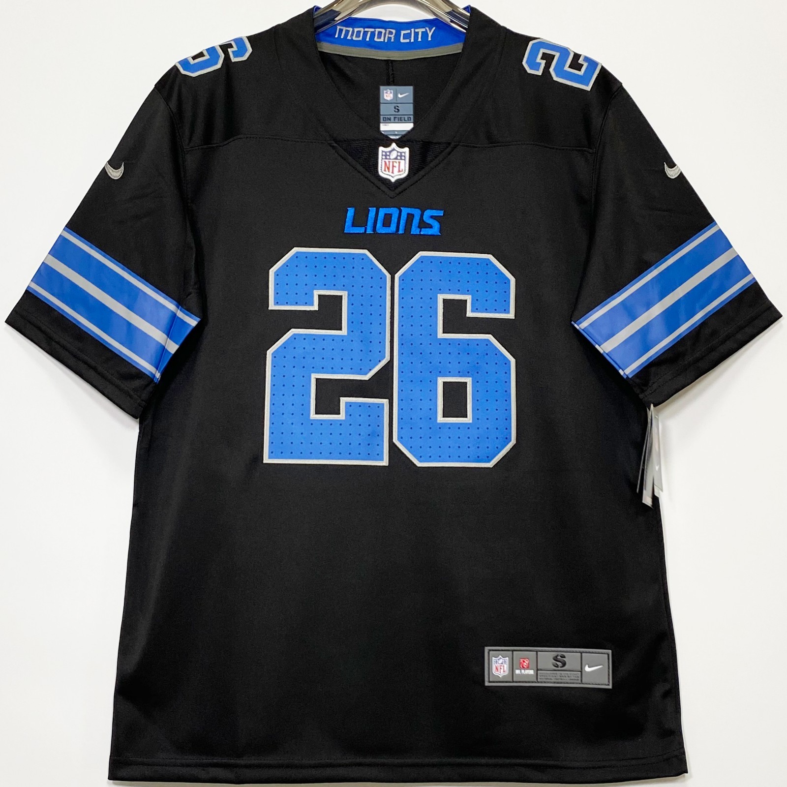 Jahmyr/#26/Gibbs/Lions/Stitched/Jersey/Black/S/M/L/XL/2XL/3XL/4XL