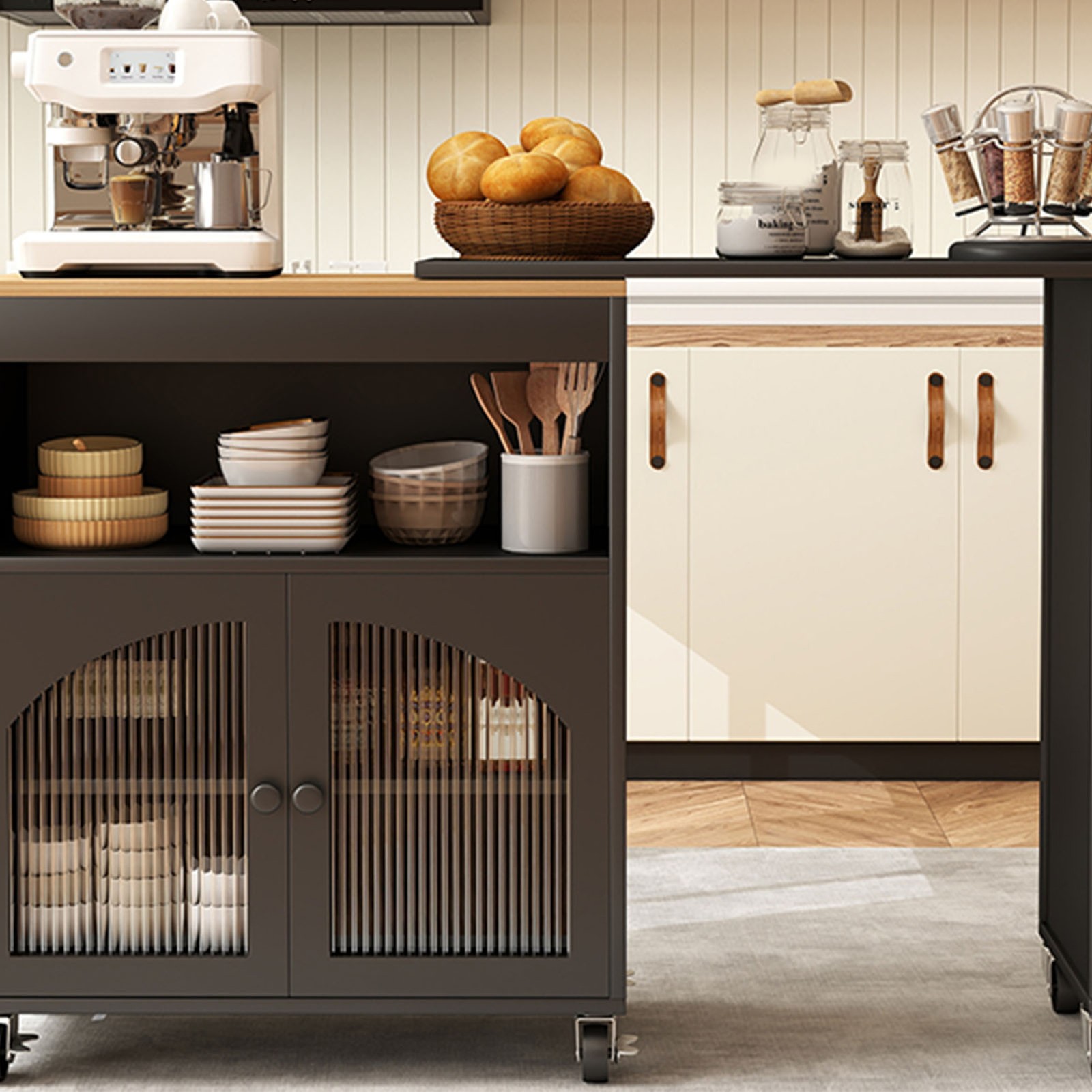 Modern Kitchen Island With Storage Rolling Cart