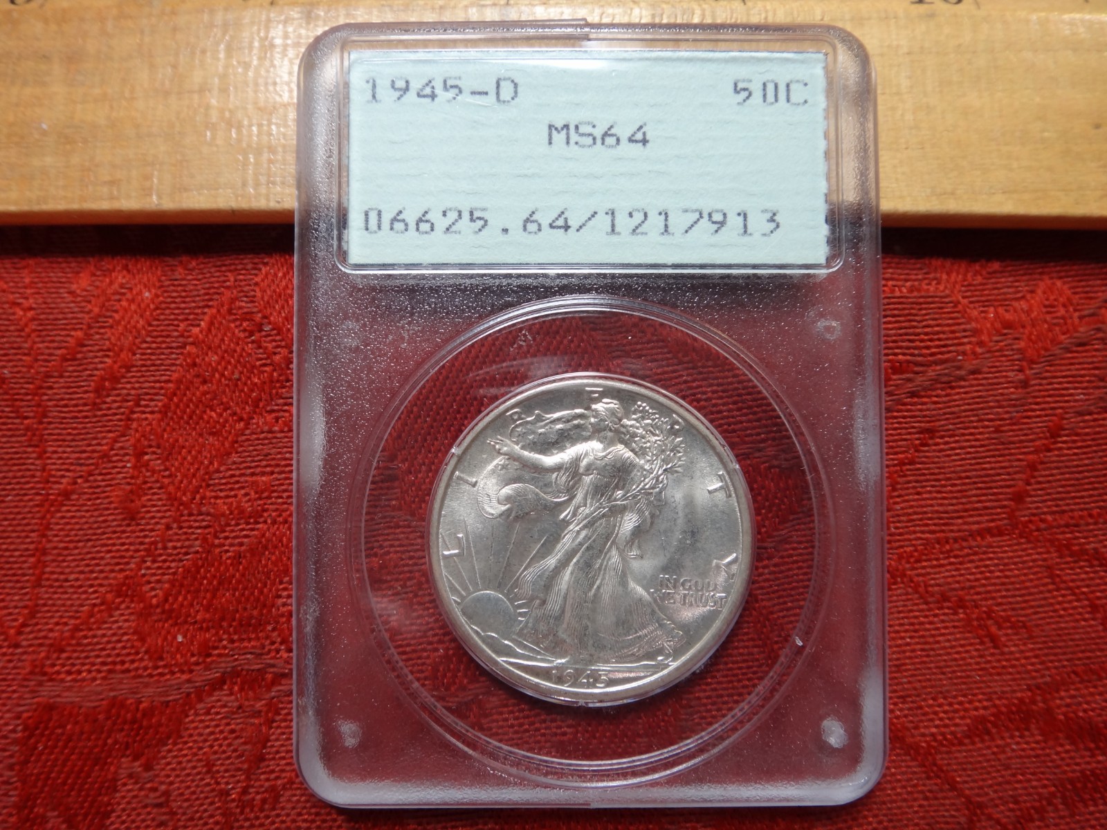1945-D US Walking Liberty Silver Half 50c PCGS Graded MS64 - (Old Rattler)