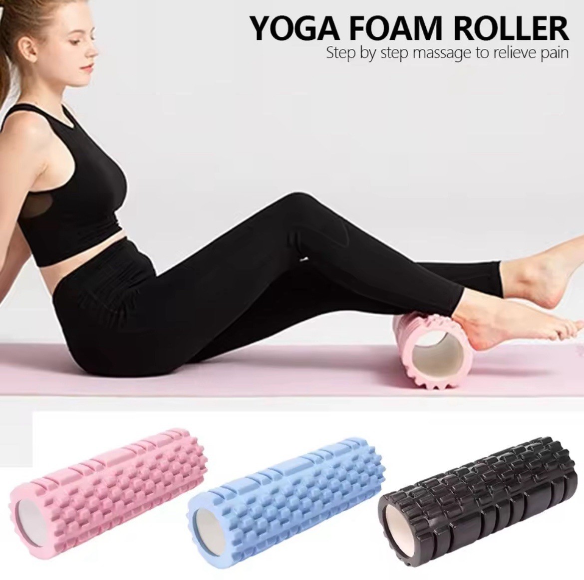 NEW Foam Roller Deep Tissue 18 Trigger Point Massage Roller Self Therapy Tool