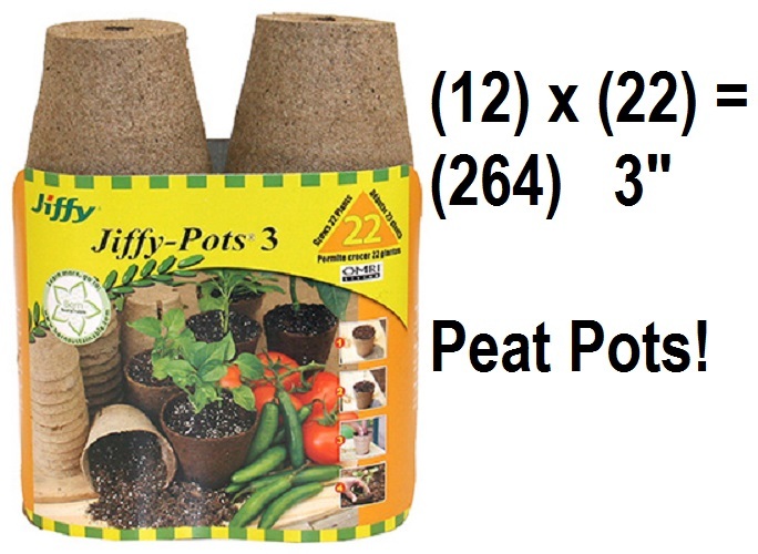 Jiffy JP322 22 Pack 3" Round Seed Starting Sphagnum Peat Pots - Quantity 12