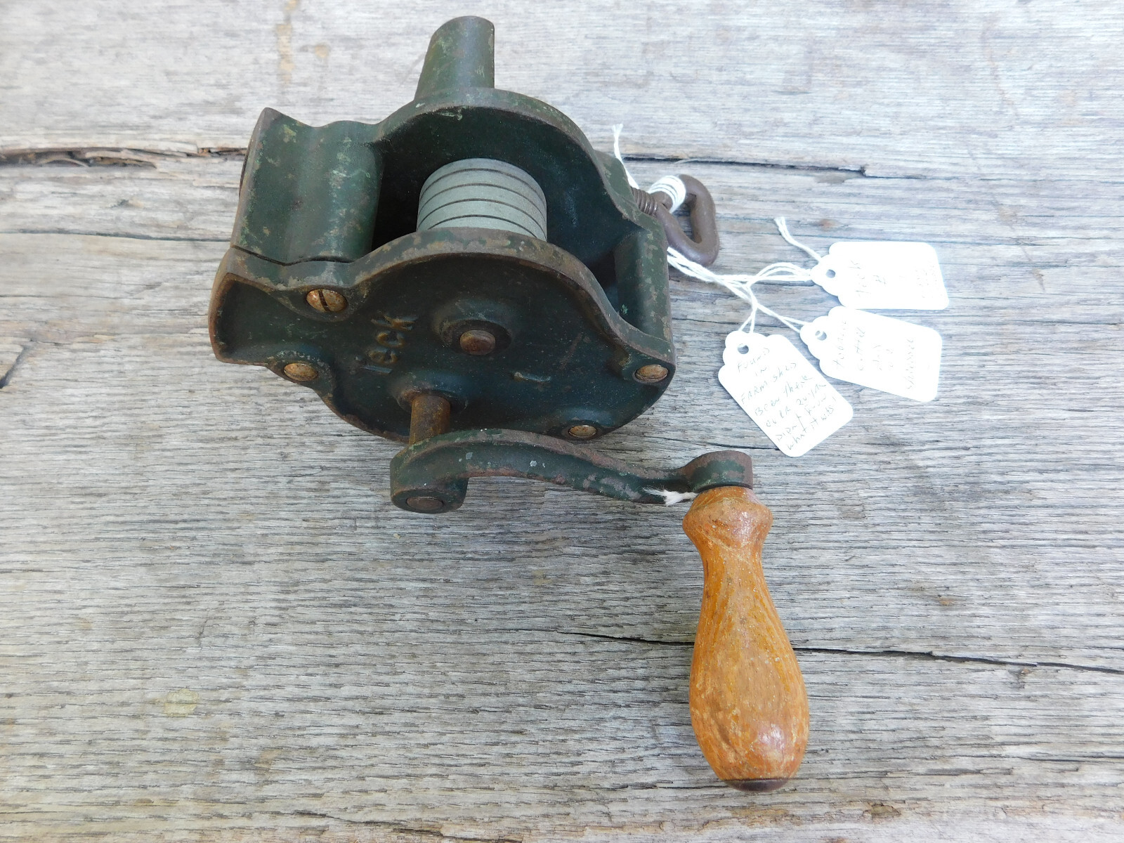 Antique Teck 1 Hand Cranked German Bean Slicer OR use as Tobacco Shredder Cutter