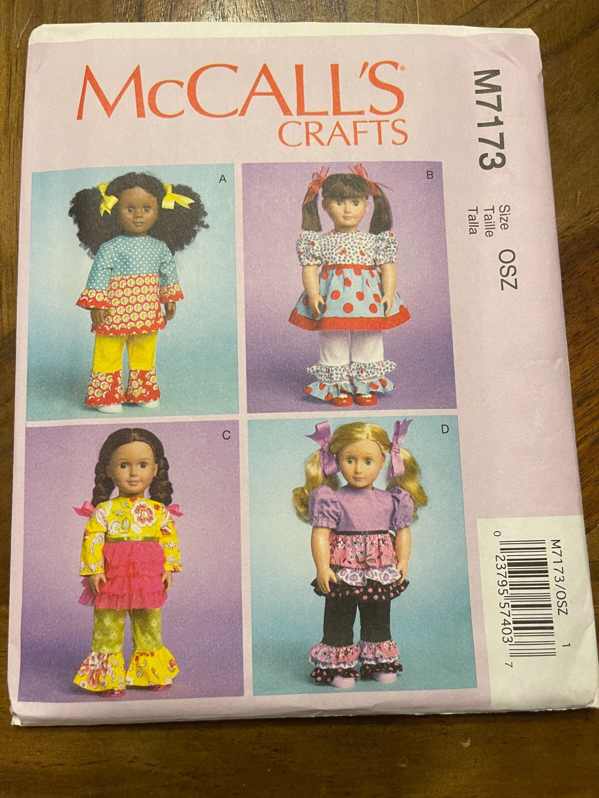 McCalls Craft Pattern M7173 ~ 18" DOLL CLOTHES ~ (4) Fun Outfits w/Flounce/Tiers