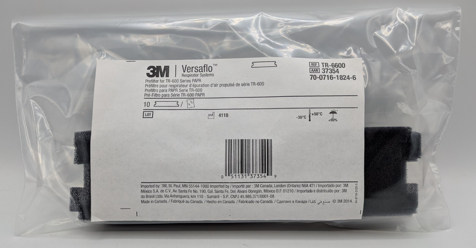 3M Versaflo Prefilter TR-6600 37354 for TR-600 Series PAPR 10 Pack